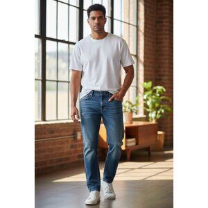 Arizona Mens Relaxed Straight Jeans 34x32 Blue Denim Mid-Rise Casual